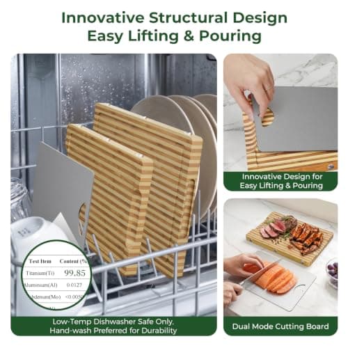 Glue Free, Plastic Free Zebra-Stripe Bamboo Pure Titanium Cutting Board Set view 2