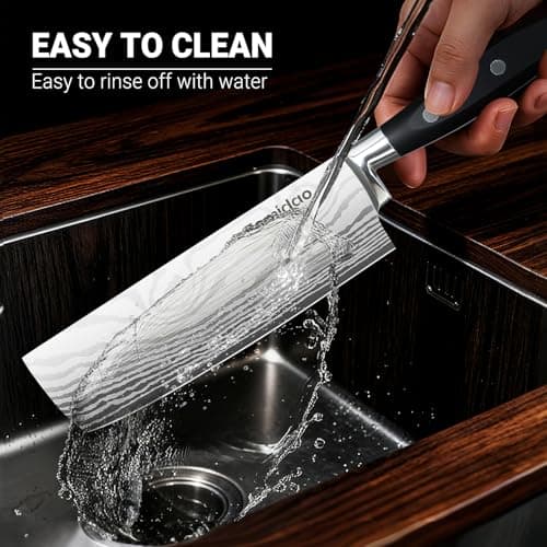 fomidao Nakiri Knife 7 Inch, Razor Sharp Meat and Vegetable Kitchen Knife, High Carbon Steel Japanese Chef Knife, Multipurpose Chopping Knife With Full Tang Handle for Home Kitchen Cooking view 5