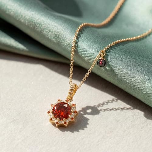 MTMY Birthstone Necklace for Women, 14K Gold Plated Sunburst Necklace with Removable Charm Birthday Jewelry Gift view 5