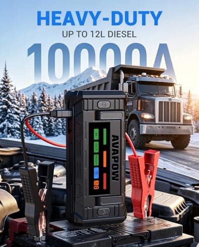 AVAPOW TJ68 10000A Battery Jumper Starter Portable with 4" HD Display | PD 65W Dual-Way Fast Charging, 12V Jump Box, For ALL Gas Engines, For Up to All Diesel Engines view 2