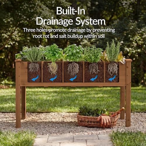 Best Choice Products Raised Herb Garden Bed Planter Box - Elevated Wooden Planter with 10 Grid Growing Compartments, Drainage Holes, Vegetable Flower Garden Box for Patio Balcony Backyard - Acorn view 6