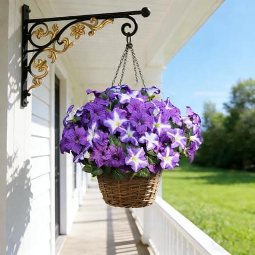 FULLMUSIC Spring Artificial Flowers for Outdoors, UV Resistant Fake Morning Glory, Look Real Faux Silk Plants for Front Door Garden Porch Planter view 6