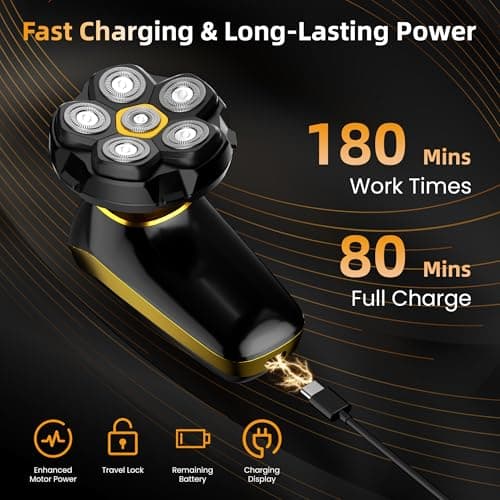 Back Shaver for Men: Long Foldable Handle Electric Back Razor with 6D No-Scratch Shaving - Waterproof Grooming Kit for Body/Beard/Head/Face Hair Removal, Gifts for Husband Dad (Black) view 5