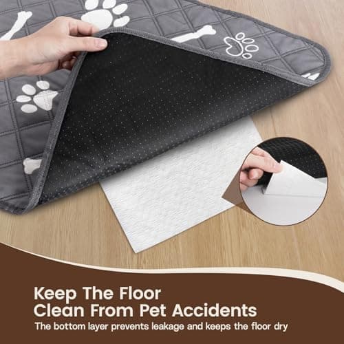 Petrendy Washable Pee Pads for Dogs, 2 Pack Absorbent Reusable Puppy Pads Dog Training Pads, Waterproof Non-Slip & Leak-Proof Potty Whelping Pad for Playpen, Crate, Bed, Potty Training 24"x18" view 5
