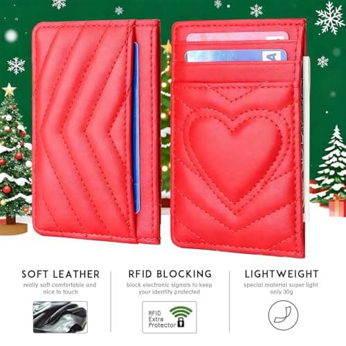 AUNER LEATHER Cute Heart Wallet, Gifts for Teen Girls, Birthday Graduation Gift for 11 12 13 14 15 16 17 18 Year Old Girls, Teen Girl Gifts Trendy Stuff (Dark Red) view 3