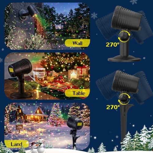 Christmas Projector Lights Outdoor, Red and Green Moving Holiday Light with Remote Show for House, Yard, Garden, Patio and Christmas Decorations view 4