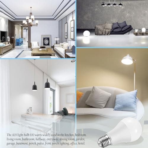 Hanbaak E26 LED Bulb, 100W Equivalent Light Bulb, 12W Medium Base Bulb, Non-Dimmable, Daylight White 6500K, 1200lumen, 10Packs view 7