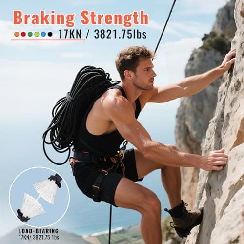 Keepark 10.5mm 1/2 Inch Static Climbing Rope - 32FT to 150FT - 9000lbs Arborist Tree Rope, Heavy Duty Rappelling Rope for Adults & Kids Rock Climbing, Fire Rescue, Escape, Caving, Sailing & Swing view 3