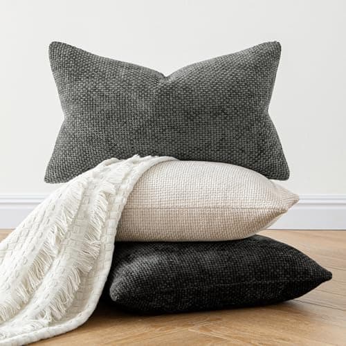 MIULEE Pack of 2 Couch Throw Pillow Covers 18x18 Inch Neutral Beige Modern Boho Accent Decorative Pillow Covers Soft Chenille Farmhouse Cushion Covers for Home Decor Bed Sofa Living Room view 4