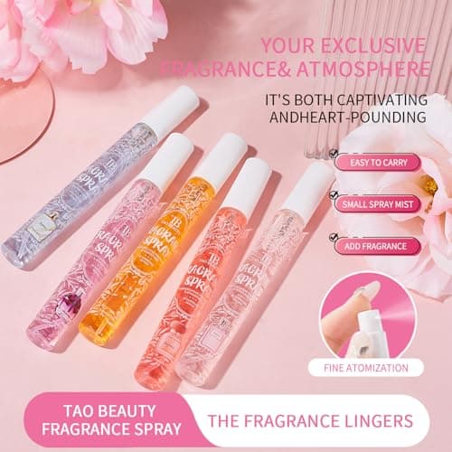 ADMD 5-Pack Scented Body & Room Sprays,10ml Travel Size | Floral,Fruity & Vanilla Blends Skin-Safe, Fine Mist for Women, Gift Ideas Tao Beauty Fragrance Spray view 5