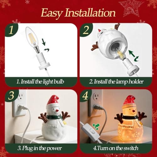 LED Ceramic Christmas Snowman Table Lamp for Bedroom Party Holiday Décor view 5
