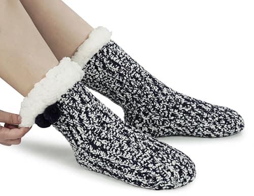 BenSorts Women Non Slip Winter Thick Slipper Socks with Grippers Warm Fuzzy Socks Christmas Gifts view 5