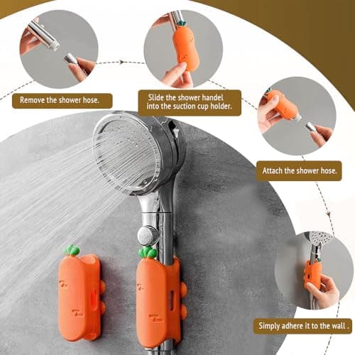 4 Pack Vacuum Suction Cup Shower Head Holders, Silicone Strong Suction & Waterproof Showerhead Holder, Bathroom Handheld Shower Holder, Removable Wall Mounted Suction Bracket view 4