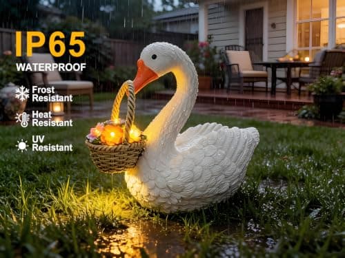 8 Inch Porch Silly Baby  Goose  Resin Statue Outdoor - Solar view 5