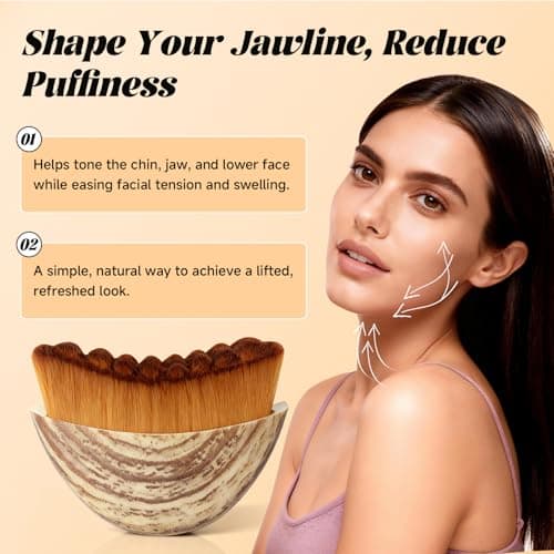 Trazzo Lymphatic Contour Face Brush, Dry Facial Brush for Lymphatic Drainage – Soft Bristles for Face Sculpting, Puffiness Reduction & Natural Glow view 3