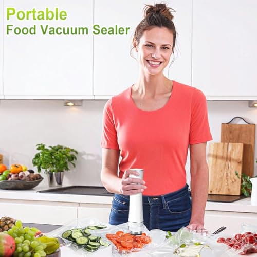 OdoVow Handheld Vacuum Sealer for Wet and Dry Food, Compact Portable Food Sealer with Strong Suction, Meal Prep and Sous Vide, 5X Preservation & Fresh, White view 2