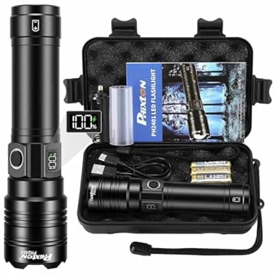 PHIXTON Rechargeable Flashlights 100000 High Lumens Long Range 3280 FT, Super Bright USB C LED Flashlight Long Lasting 15 Hours, Powerful Multifunctional Strong Flash Lights, for Camping