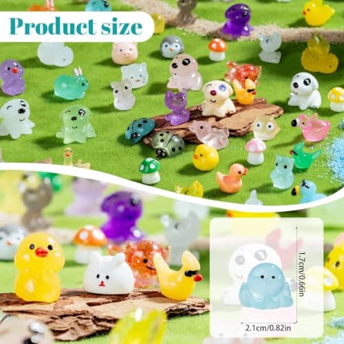 130 Pcs 50 Styles Mini Resin Figures ， Solid Color & Glow in The Dark view 2