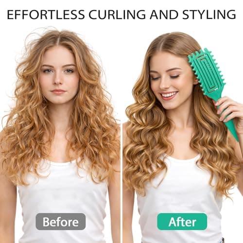 Quenxe Curl Defining Brush, Curly Hair Brush with Vented Design for Detangling and Shaping, Wet & Dry Use, Reduces Pulling for Women, Men (Green) view 2