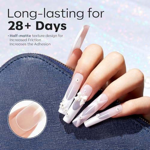 Modelones Long Square XXL Fake Nail Tips - 504Pcs Gel Tips Pre-shaped Half Matte Full Cover Clear Acrylic Gel Kit False Press on Nails for Extension DIY Salon 12Sizes view 2