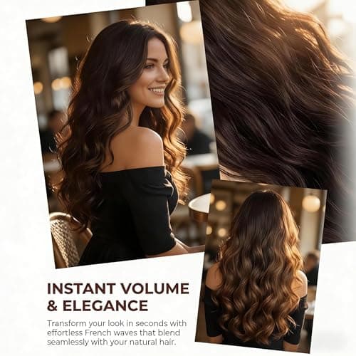 5 Clip in Hair Extensions Synthetic Thick Curly Wavy Hairpieces for Women 18 Inch Natural Looking 3/4 Full Head Clip on Hair Extensions Light Brown view 4