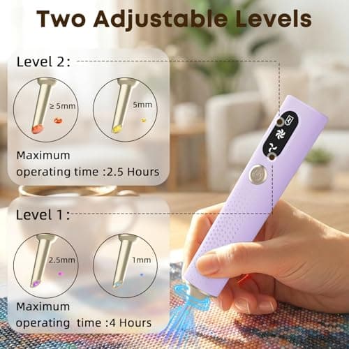 Electric Diamond Painting Pen, Vacuum Diamond Art Pens Cordless & Quiet, Adjustable Suction Mode, No Wax Needed, Diamond Painting Tool Supplies for Adults, Purple view 4