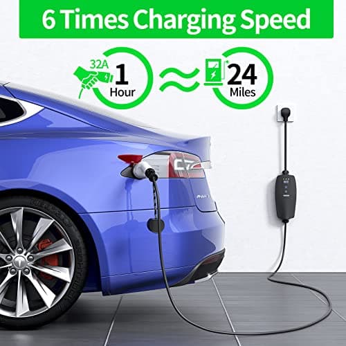 NTONPOWER Tesla Charger 24 Miles Per Hour with Level 1&2 EV Charge 32A/24A16A/10A Optional, UL Listed 16.4Ft Electric Car Charger Use J1772 Plug, Suitable for Most US Models Such As Tesla, Chevrolet view 2