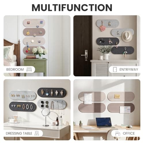 Bulletin Board, 24'' X 8'' Cork Board Alternative, 4 Pack Felt Bar Strips Board with Pushpins, Foldable Felt Notice Vision Board Photo Display Board for Office Home School Wall view 5