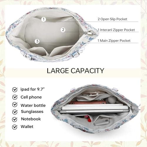 GEMIU Women Large Travel Tote Bag Premium Cotton Satchel Purse Lightweight Cotton and Microfiber Fabrics view 5