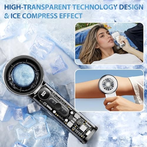 DONGULI 8000mAh Portable Handheld Turbo Fan, Speed(1-100) Adjustable Mini Fans Rechargeable Personal Fan with Ice Compress for Travel Vacation Camping view 2