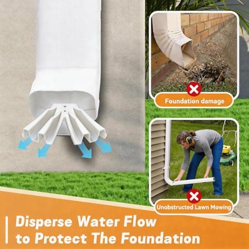 2-Pack Gutter Downspout Diverter, Downspout Disperser and Extension Fits 3" x 4" or 2" x 3" Downspouts,Protect Your Foundation (white) view 6
