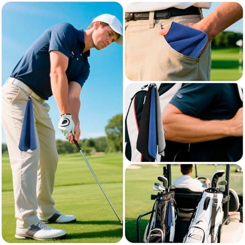 KISS QUEEN Microfiber Golf Towel 3 Pack,Portable Waffle Pattern Golf Cleaning Towels Quickly Remove Sand Mud Dirt Sweat(16 X 16 Inch) view 6