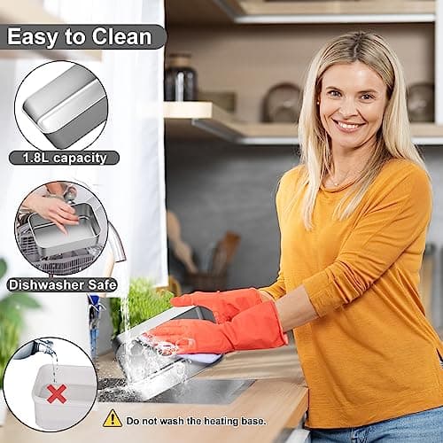 Akhia Electric Lunch Box for Adults,100W/1.8L Heated Lunch Box for Men Work/Car/Truck,Portable Food Warmer Lunch Box Upgraded with Fork Spoon Insulated Carry Bag,12V/24V/110V Valentine's Gift for Men view 6