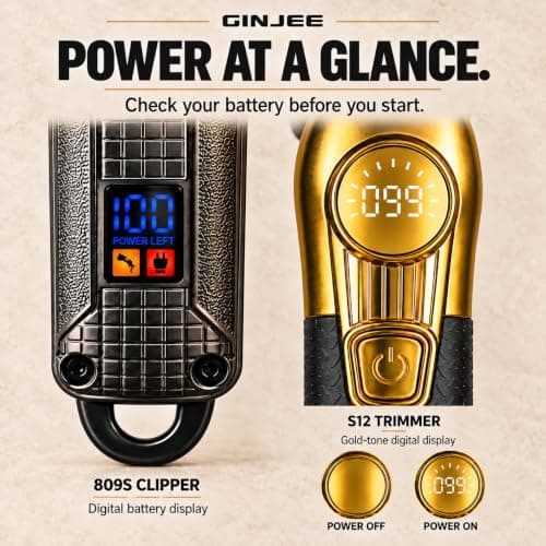 Hair Clippers for Men, Cordless Barber Clipper and Trimmer Set, Gold view 5