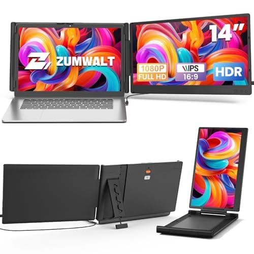 Laptop Screen Extender, 14" FHD 1080P Dual Portable Monitor for Laptop, Auto Adjust Width Monitor Extender for 13" - 17" Laptop, Plug&Play Travel Screen Extended Compatible with Win/Mac/Android/Switch