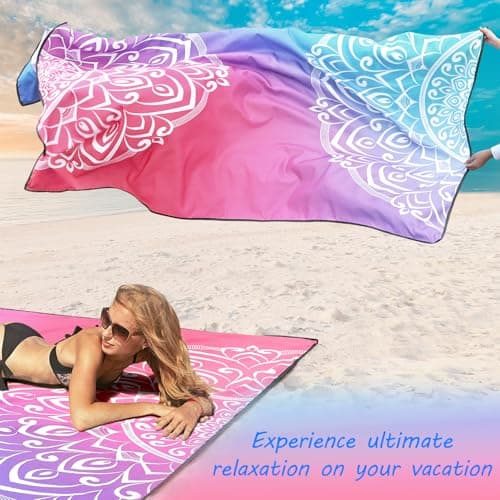 AISPARKY Beach Blanket Waterproof Sandproof, Oversized Large Beach Mat 79" X 83"/120"x108" for 1-8 Adults, Quick Drying&Compact&Lightweight, Picnic Mat Vacation Essentials for Beach Camping Travel view 3