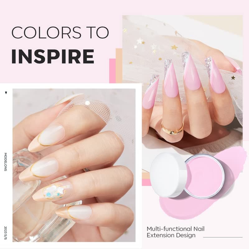 Modelones Acrylic Powder, 6 Colors Transparent Jelly Nude Nail Powder Milky White Pink Nude for Nail Art 3D Nail Carving French Nail Extension, Gifts for Women view 2