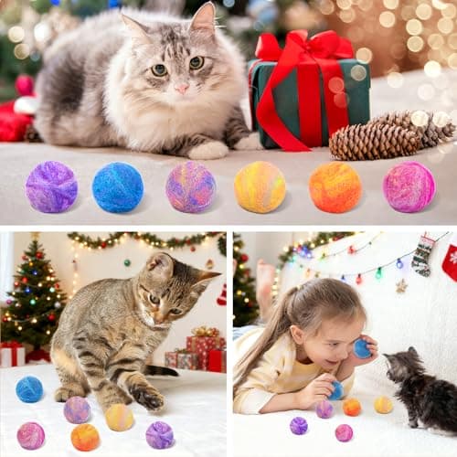 Retro Shaw Catnip Balls with Bell Inside - 6 Pcs Interactive Catnip & Silvervine Cat Toys, Durable Wool Balls for Indoor Cats, Kitten Teething Toys, Natural Catnip Toys for Bored Cats view 4