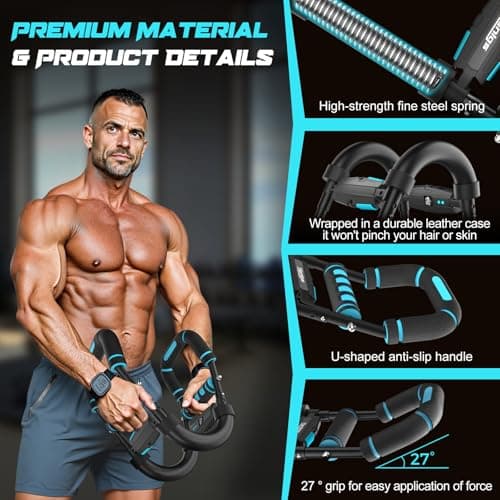Twister Arm Trainer for Men, Chest Workout Equipment 5-Level Adjustable (40-130lb) with Ergonomic 27° Targets Biceps/Clip/Thigh, Portable Exerciser for Home Gym Travel Fitness view 4