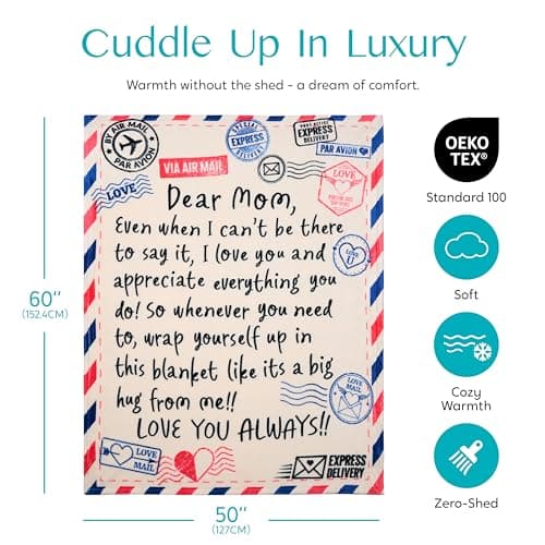 Joiedomi Mothers Day Blanket Gifts for Mom Birthday Gifts Soft Flannel Blanket for Mom Grandma from Daughter Son 50" x 60" Ivory White view 3