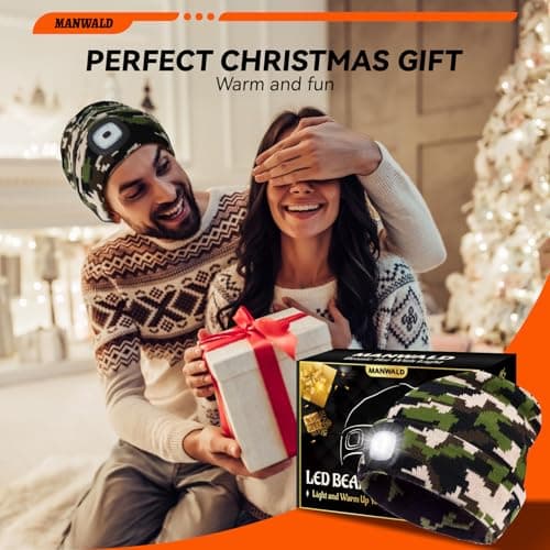 MANWALD LED Beanie Hat with Light, USB Rechargeable LED Headlamp, Birthday Gifts for Women Adults, Gifts for Men, Him, Boyfriend, Husband, Camouflage, 2PCS view 7
