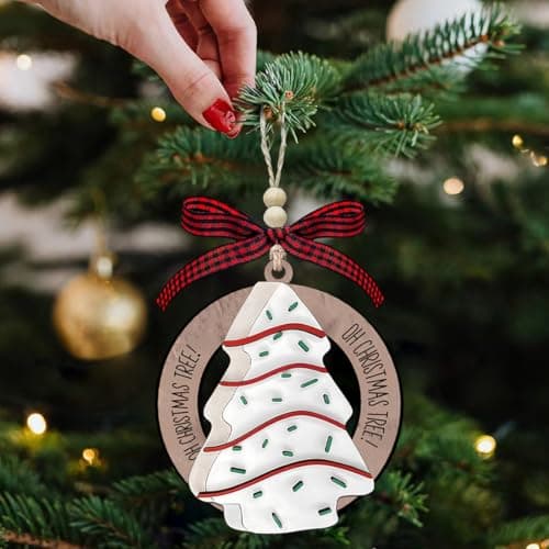 Little Christmas Tree Cakes, Food Ornaments, Wood Cheesecake Ornament, Baking Dessert Cake Ornament, Cute Christmas Ornaments view 5