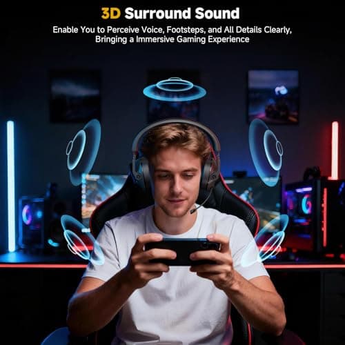 SG600 Wireless Gaming Headset for PC, PS5, PS4, Laptop, Mac, Nintendo Switch, 2.4GHz & Bluetooth 5.3 Gaming Headphones with Noise Canceling Mic, Stereo Sound, 70+Hr Battery, 15ms Latency view 3