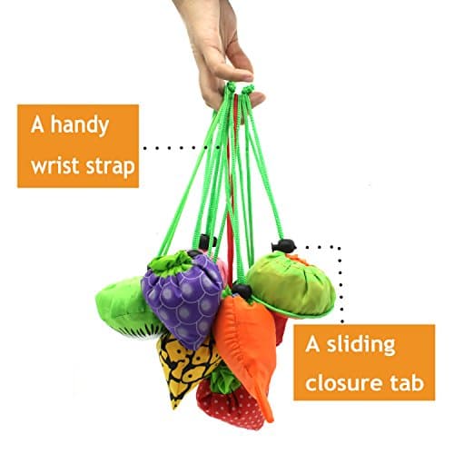 Dodkes 10PCS Fruits Reusable Grocery Shopping Tote Bags Folding Pouch Storage Convenient for Travel view 2