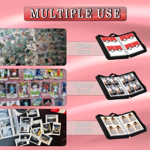ShrewdYuya 3D Card Binder 4 Pocket, 440 Embossed Cover Trading Card Album | Portable Card Collection Folder with Removable Sleeves, Trading Card Holder for Sports Cards, Gift for Collectors. view 3