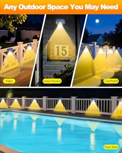 EGOBOO Solar Fence Lights 12 Pack, Backyard Solar Lights Outdoor Waterproof, Dusk to Dawn Auto Lighting Mounted for Outdoor Wall Decor/Deck/Railing/Step/Patio/Pool Porch view 5