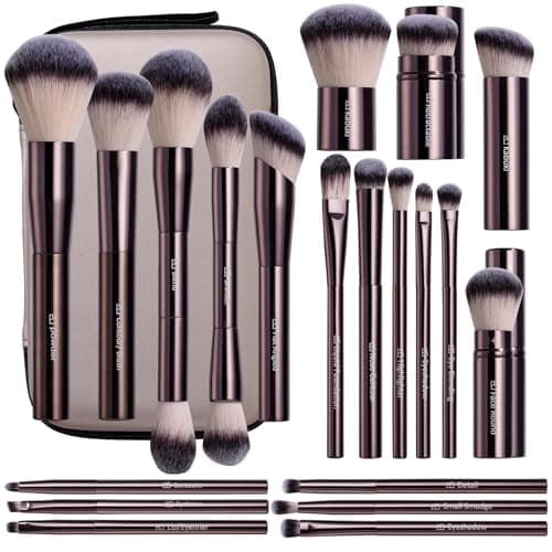 Makeup Brushes BS-MALL Professional Makeup Brush with Travel Case, Includes Foundation, Powder, Concealer, Lip & Eyeshadow Brushes for Daily Use & Versatile Occasions All-aluminum tube