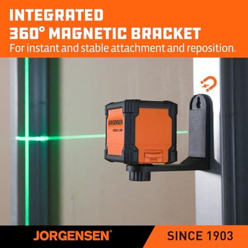 JORGENSEN Laser Level with Tripod, 65 FT Self Leveling Cross Line Laser Leveler Tool with 360° Magnetic Base, Green Laser Level for Picture Hanging, Home Renovation, Indoor Project view 7