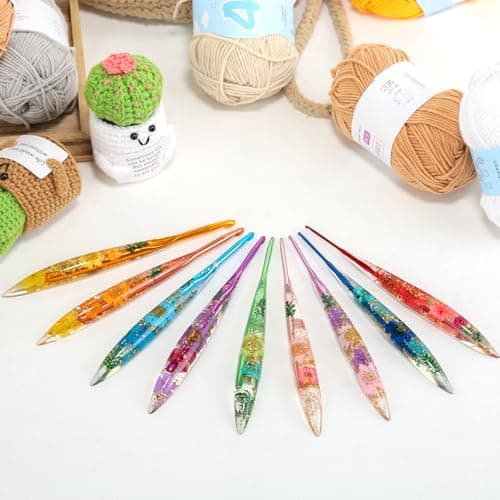 4.0mm Crochet Hooks,Ergonomic Crochet Hook with Floral Resin Grips,Stylish and Unique,Crocheting kit for Beginners, Arthritic Hands and Professional view 7