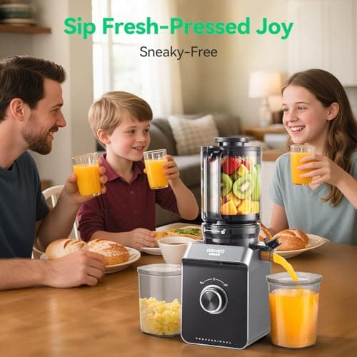 Cold Press Juicer, ORMEO HOME Masticating Juicer Machines with 5.0"Large Feed Chute Fit Whole Vegetables & Fruits, with Pulp Seperation, 99.6% Juice Purity, Quiet Motor, Easy to Clean,BPA Free view 2